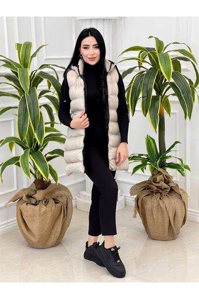 Yani Fermuarlı Yelek 010 Bej