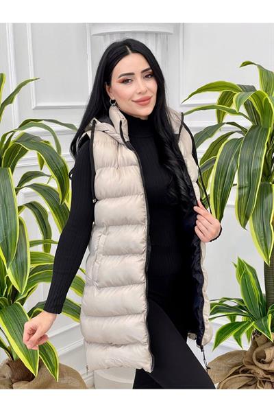 Yani Fermuarlı Yelek 010 Bej