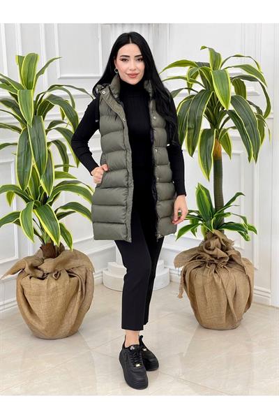 Yani Fermuarlı Yelek 010 Haki