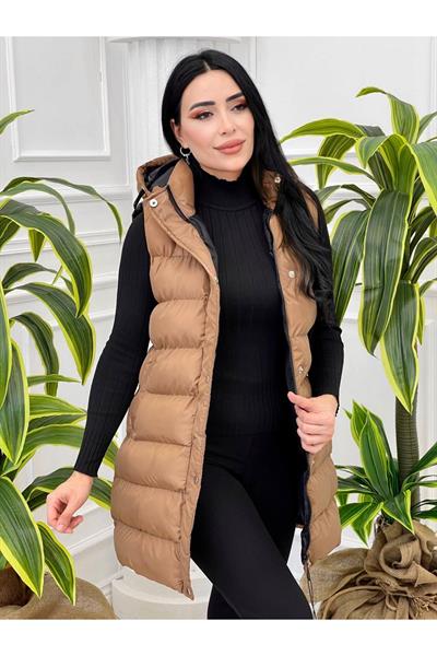 Yani Fermuarlı Yelek 010 Kahverengi