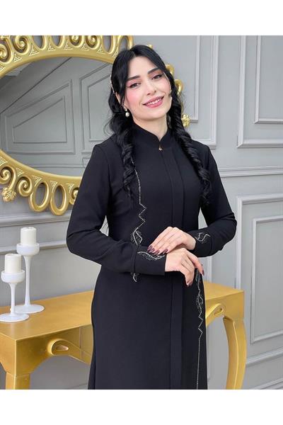 Yaprak Desen Ferace 587 Siyah