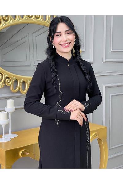 Yaprak Desen Ferace 587 Siyah