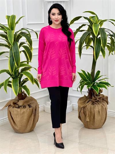 Yaprak Desen Tunik 140131 T-24 Fuşya