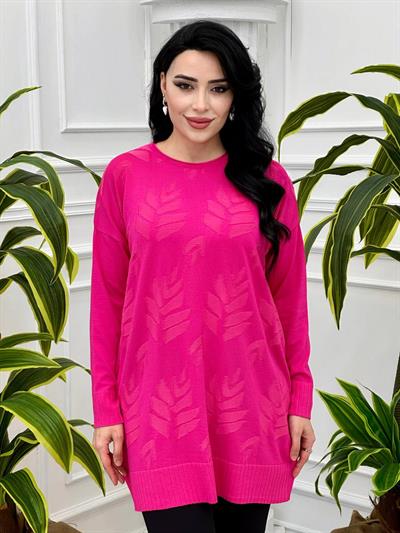 Yaprak Desen Tunik 140131 T-24 Fuşya