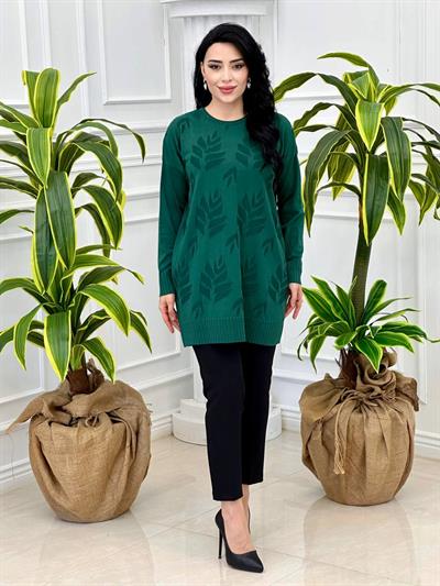 Yaprak Desen Tunik 140131 T-24 Zümrüt Yeşil