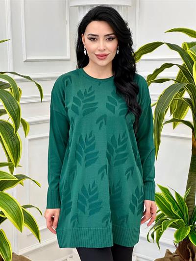 Yaprak Desen Tunik 140131 T-24 Zümrüt Yeşil