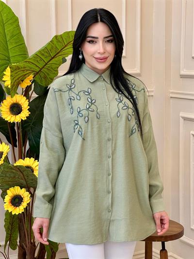 Yaprak İşleme Spor Tunik 4492 t-25 Haki