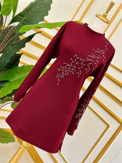Yaprak Taş İşleme Oyşo Tunik 1002 t-24 Bordo
