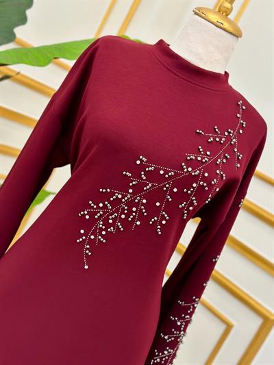 Yaprak Taş İşleme Oyşo Tunik 1002 t-24 Bordo