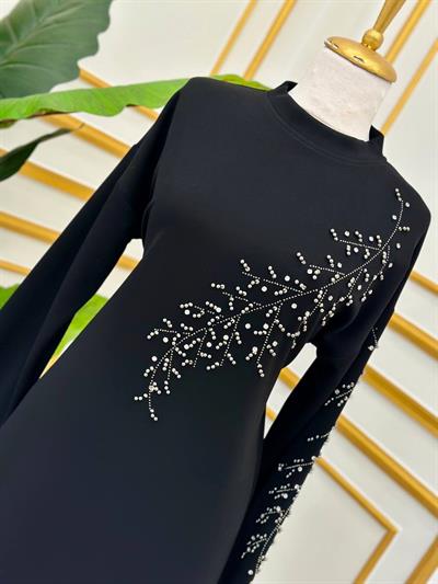 Yaprak Taş İşleme Oyşo Tunik 1002 t-24 Siyah