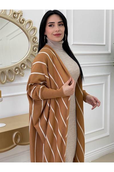 Yarasa Kol Hırkalı Elbise Kahverengi