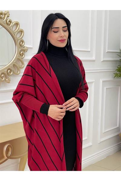 Yarasa Kol Hırkalı Elbise Kırmızı