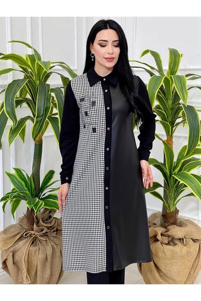 Yarı Ekose Tunik Gömlek 815 Siyah