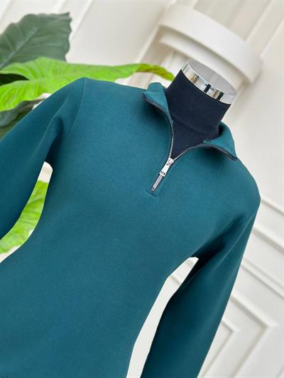 Yarım Fermuar 3 İplik Sweat 0410 T-24 Yeşil