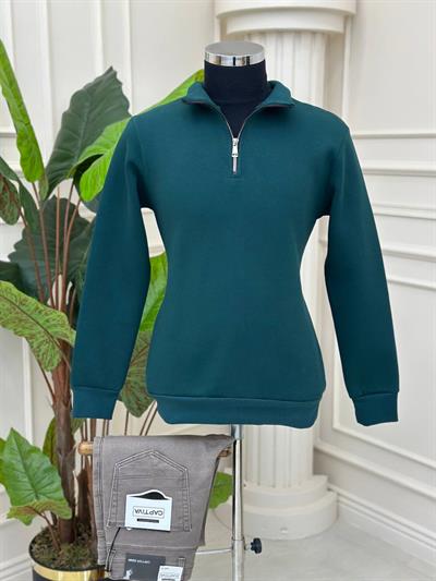 Yarım Fermuar 3 İplik Sweat 0410 T-24 Yeşil