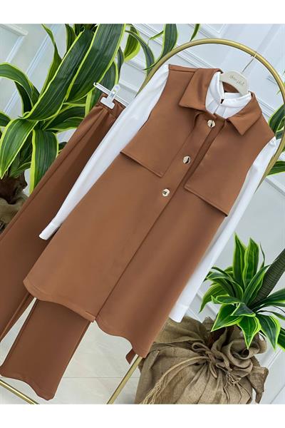 Yelekli Spor Takım 7109 Taba