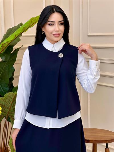 Yelekli Üçlü Takım 2956 t025 Lacivert