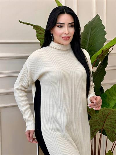 Yırtmaç Detay Triko İkili Takım 5656 t-24 Ekru