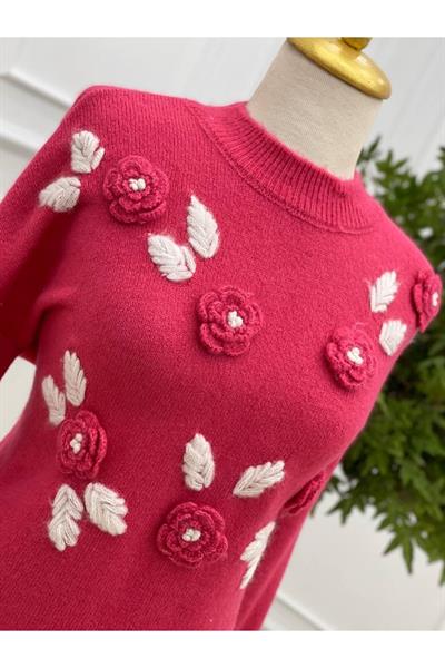 Yumoş Güllü Saloş Tunik 7128 Fuşya