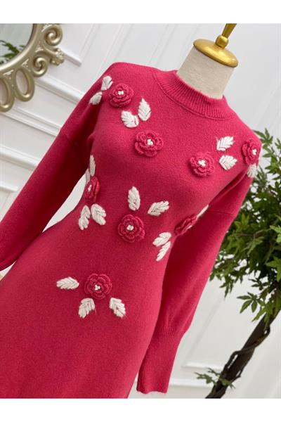 Yumoş Güllü Saloş Tunik 7128 Fuşya