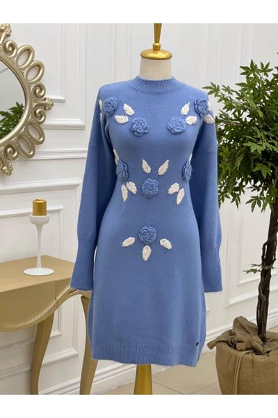 Yumoş Güllü Saloş Tunik 7128 Mavi