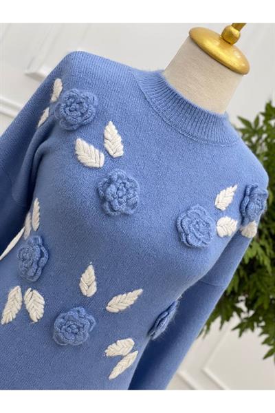 Yumoş Güllü Saloş Tunik 7128 Mavi
