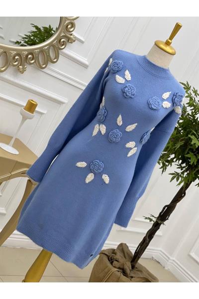 Yumoş Güllü Saloş Tunik 7128 Mavi