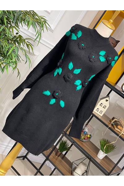Yumoş Güllü Saloş Tunik 7128 Siyah