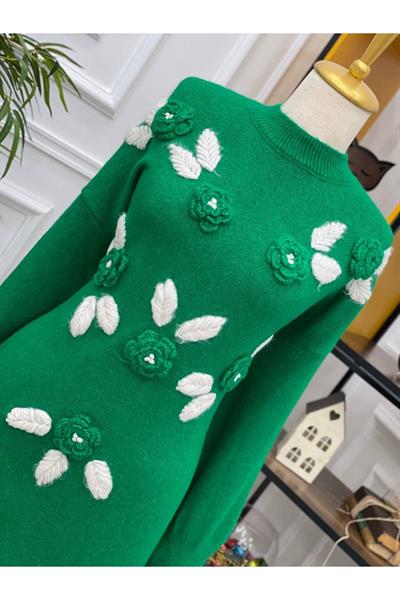 Yumoş Güllü Saloş Tunik 7128 Yeşil