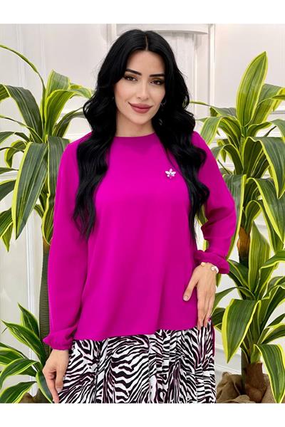 Zebra Desen Etekli Takım 14165 Fuşya