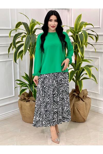 Zebra Desen Etekli Takım 14165 Yeşil