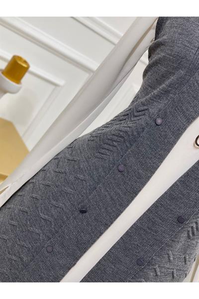 Zik Zak Düğmeli Yelek 3694 Gri