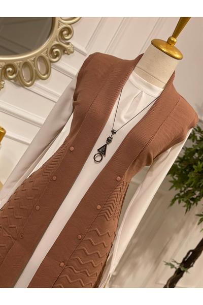 Zik Zak Düğmeli Yelek 3694 Purdra