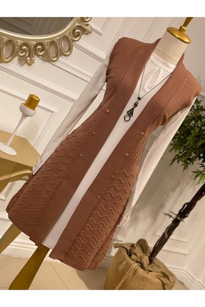 Zik Zak Düğmeli Yelek 3694 Purdra