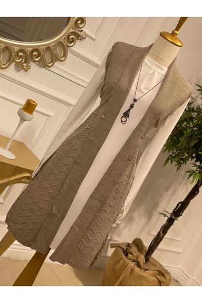 Zik Zak Düğmeli Yelek 3694 Taş