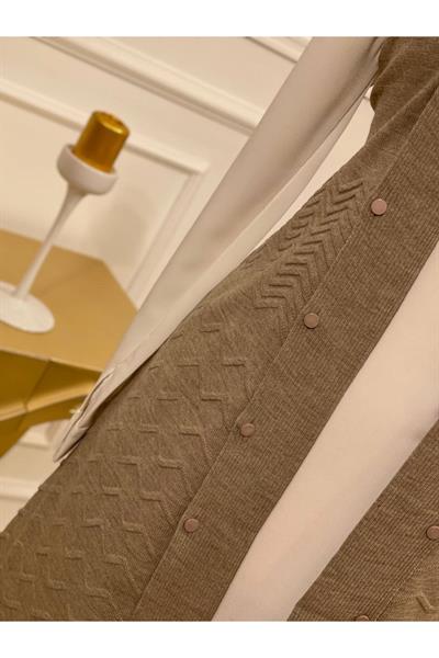 Zik Zak Düğmeli Yelek 3694 Taş