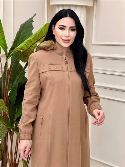 Zimba Detay Kaşe Kaban 549 Camel