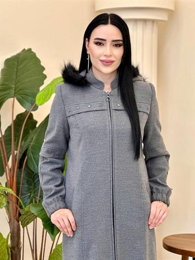 Zimba Detay Kaşe Manto 535 Gri