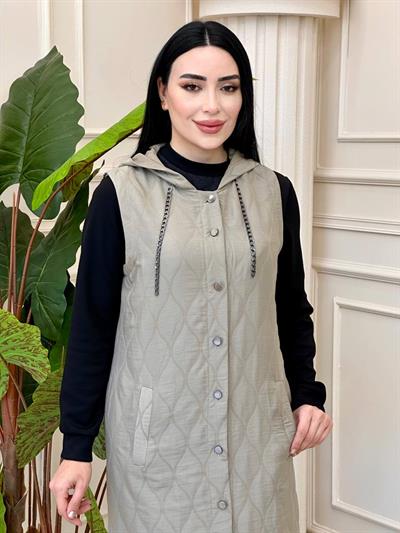 Zincir Detay Kapitone Yelek 956 t-24 Bej