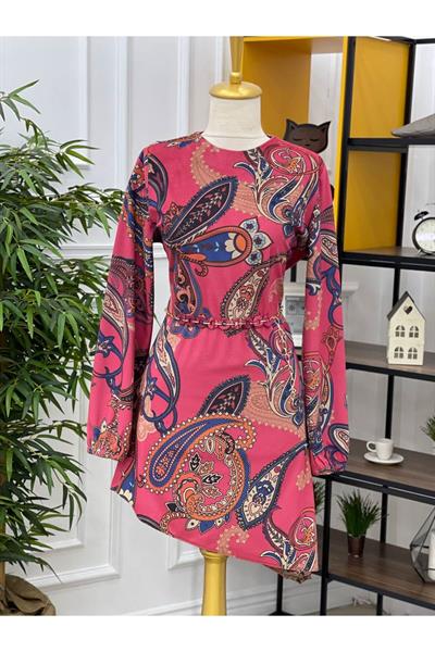 Zincir Kemer Kadife Tunik 729 pembe