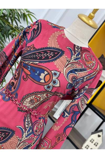 Zincir Kemer Kadife Tunik 729 pembe