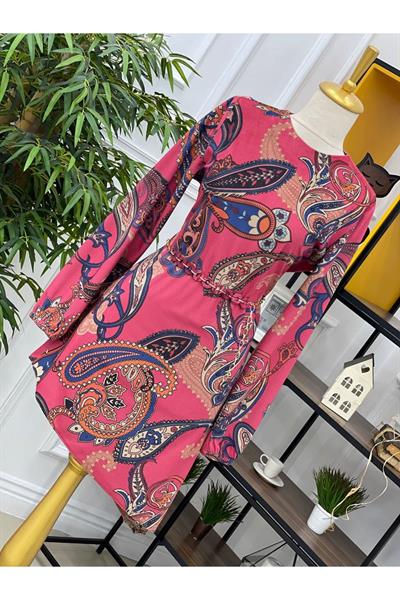 Zincir Kemer Kadife Tunik 729 pembe