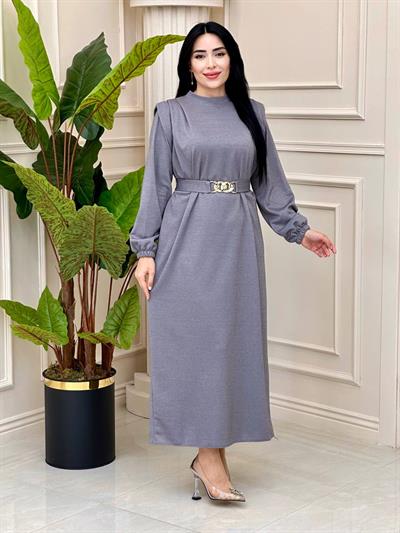 Zincir Kemer Yaldızlı Elbise 1472 t-24 Gri