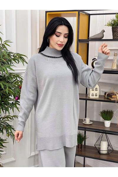 Zincir Kolyeli İkili Takım 14808 Gri