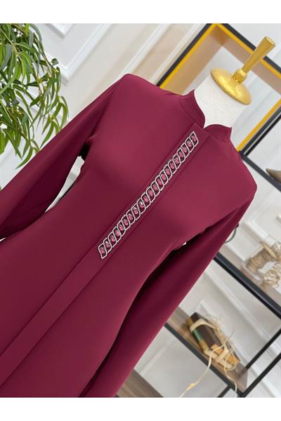 Zincir Taş İşleme Tunik 748 Bordo