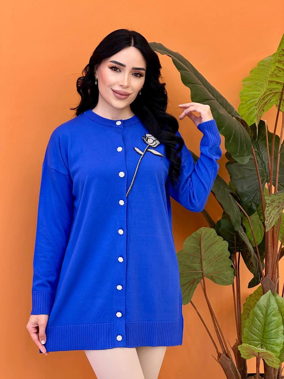 me and her 即完売　チュニック Merserize Göğüs Çiçek Motifli Hırka 140342 T-25 Saks