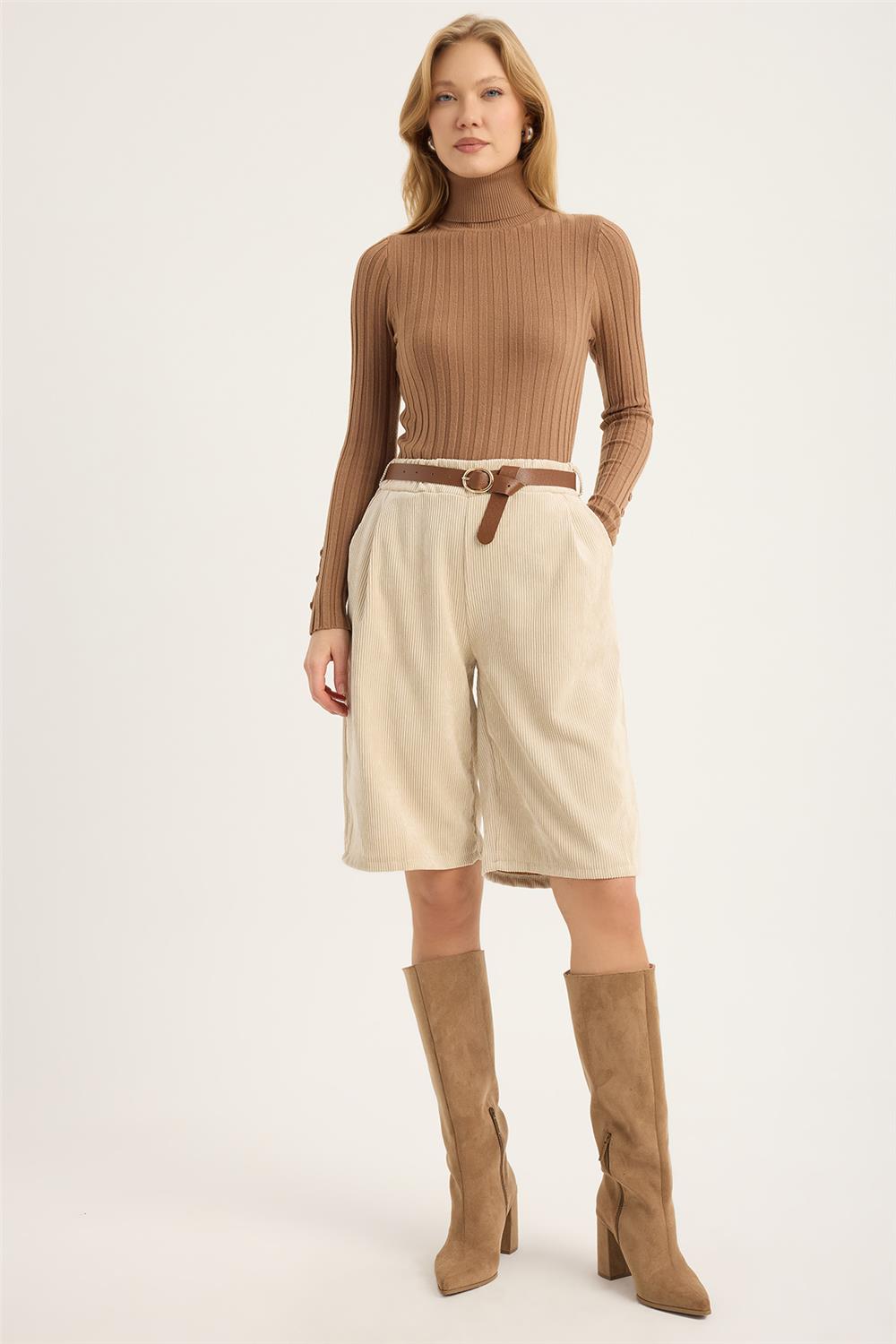 Fitilli Kadife Şort