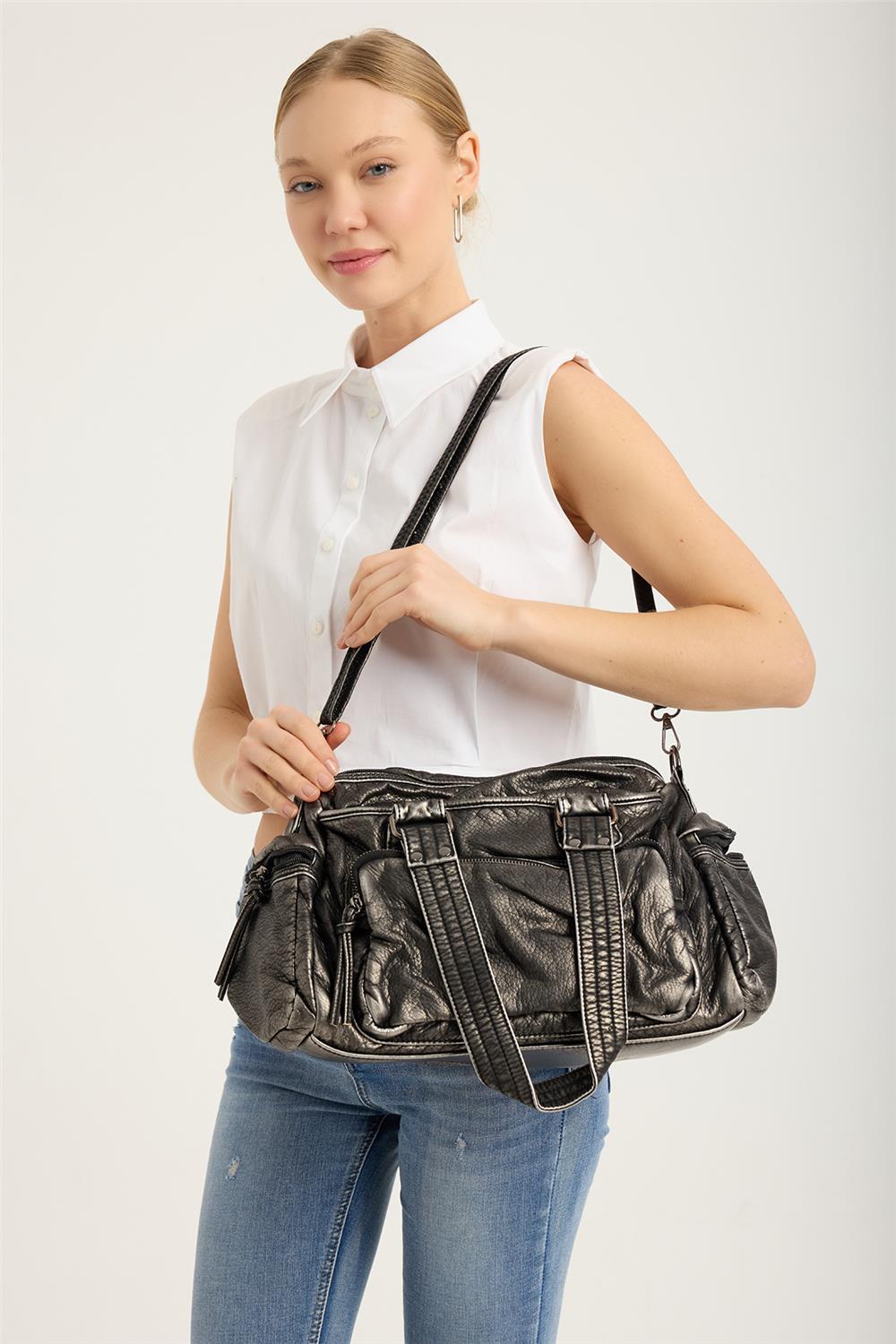 Multı Gözlü Eskitme Çanta