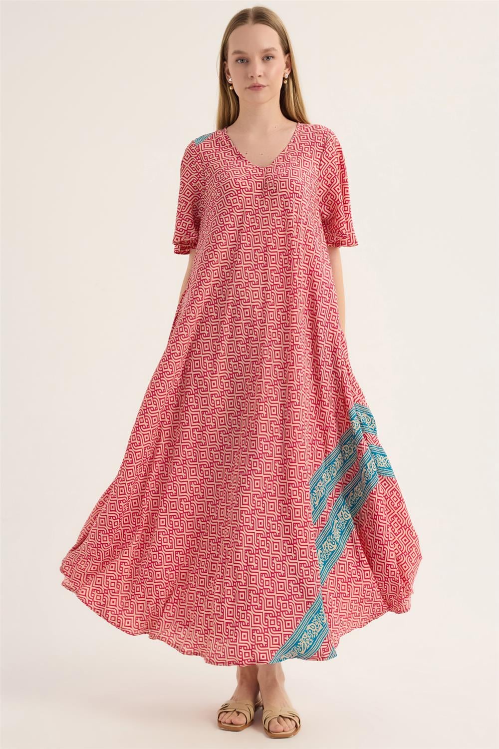 Geometrik Desenli Elbise