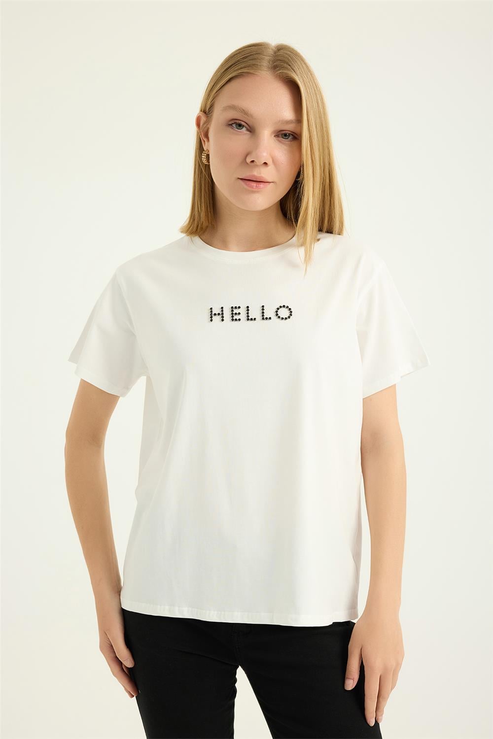 Hello Taşlı Tshirt